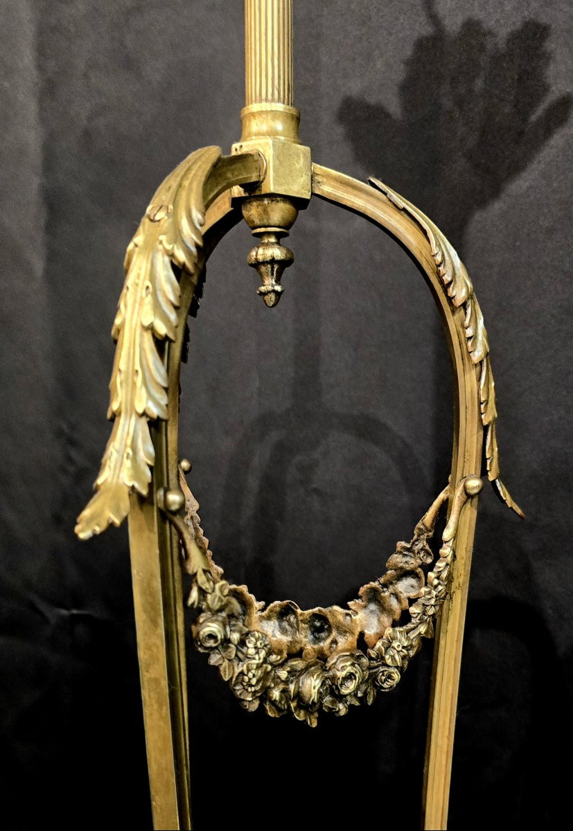  Lustre en bronze doré et verre dépoli – Style Louis XVI-photo-2
