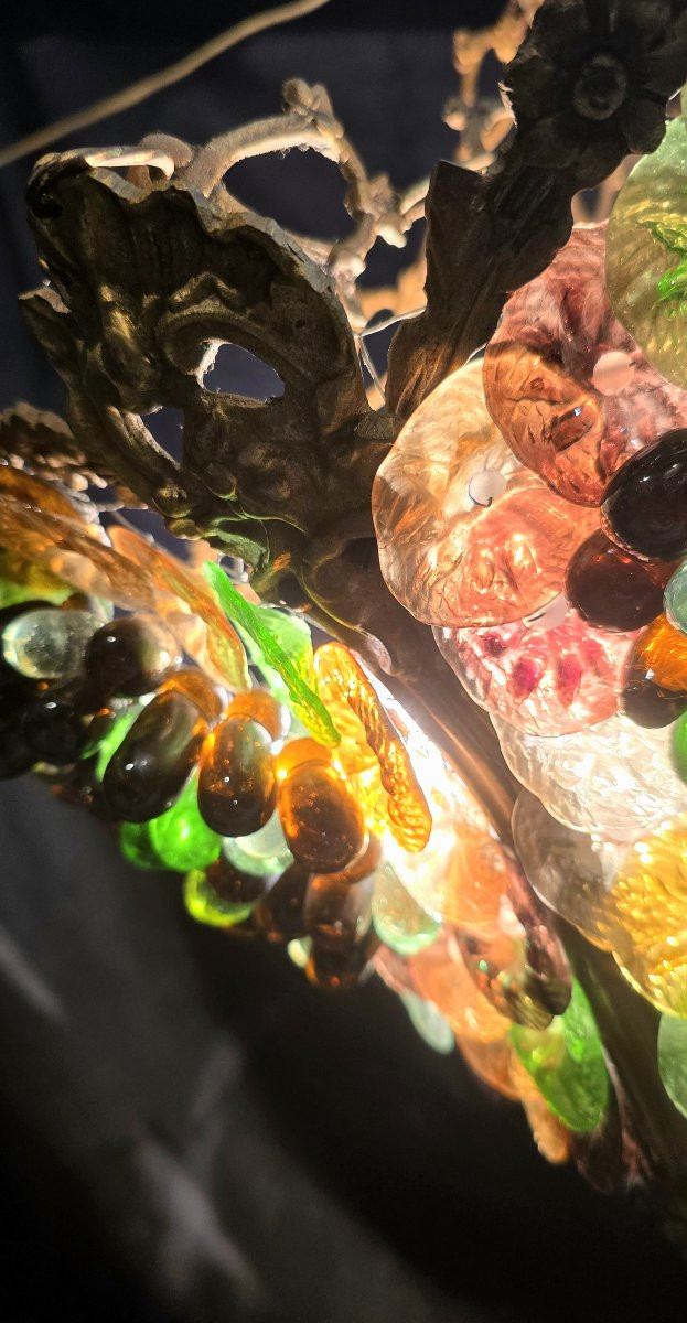 Lustre de Murano en bronze et grappes de raisin-photo-1