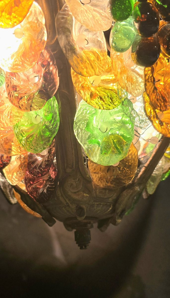 Lustre de Murano en bronze et grappes de raisin-photo-2