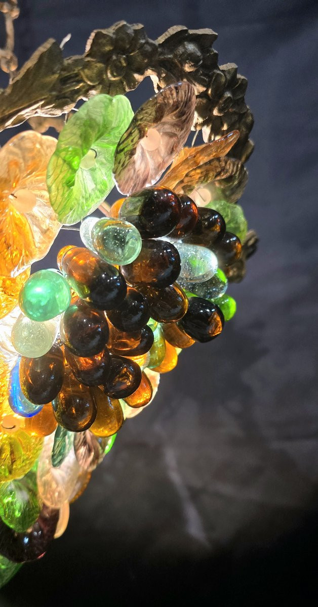 Lustre de Murano en bronze et grappes de raisin-photo-3