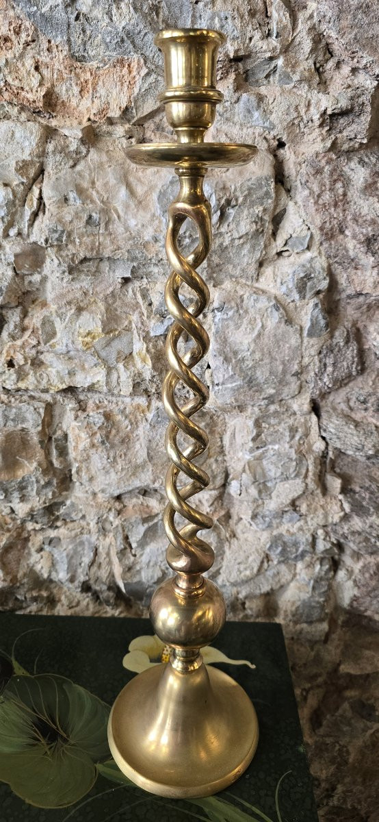 Paire de bougeoirs en bronze doré, XIXᵉ siècle - 59 cm-photo-3