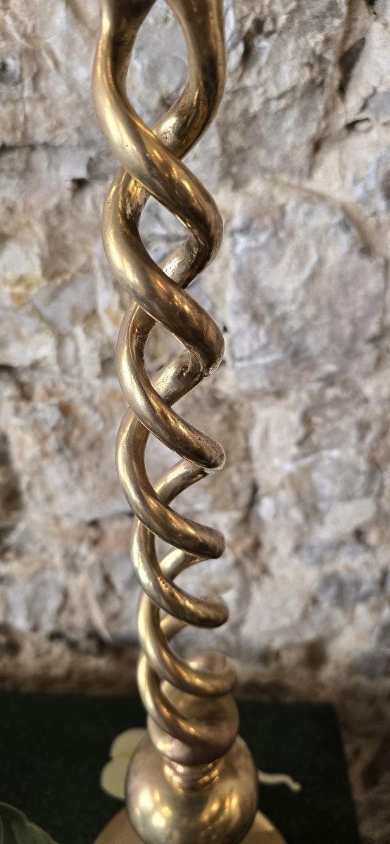 Paire de bougeoirs en bronze doré, XIXᵉ siècle - 59 cm-photo-4