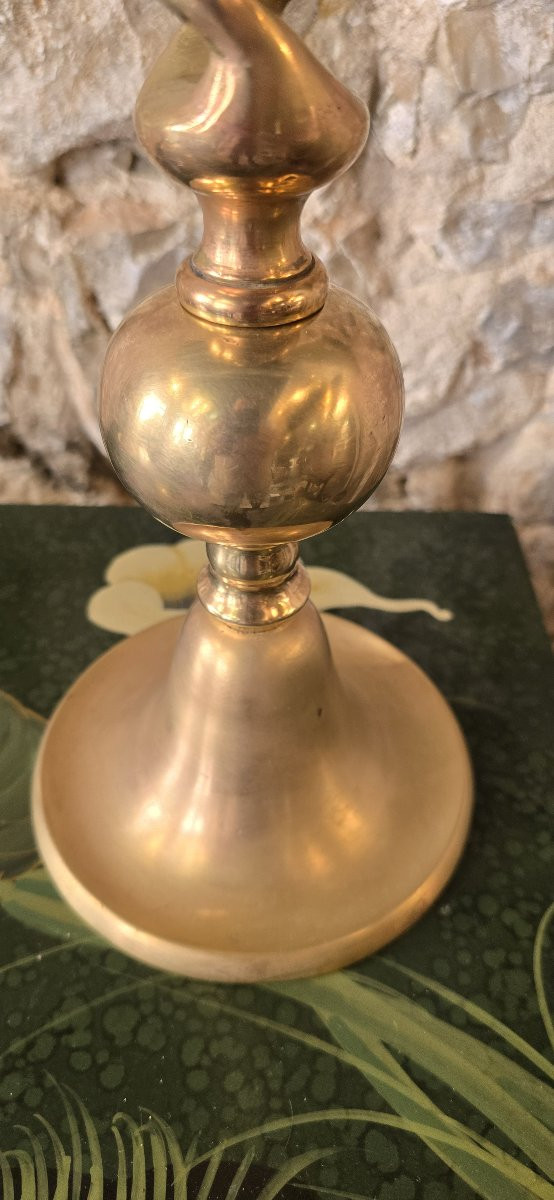 Paire de bougeoirs en bronze doré, XIXᵉ siècle - 59 cm-photo-2