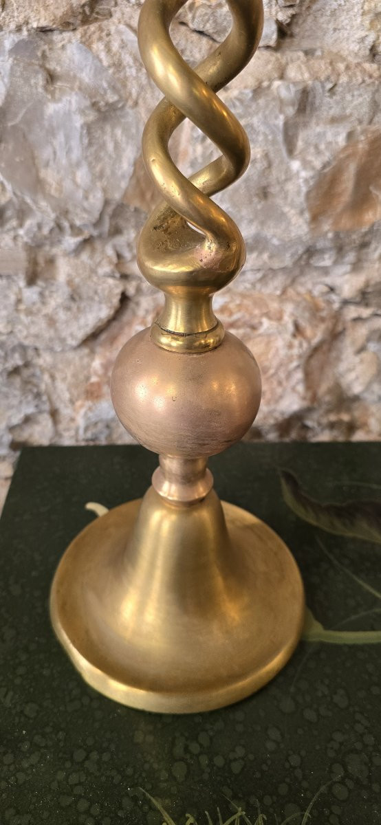 Paire de bougeoirs en bronze doré, XIXᵉ siècle - 59 cm-photo-3