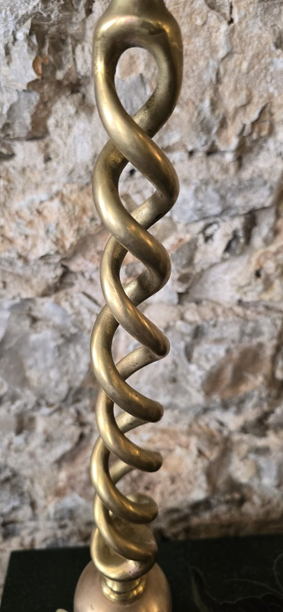 Paire de bougeoirs en bronze doré, XIXᵉ siècle - 59 cm-photo-4