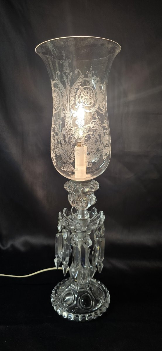 Lampe photophore électrique en cristal à pampilles Baccarat-photo-4