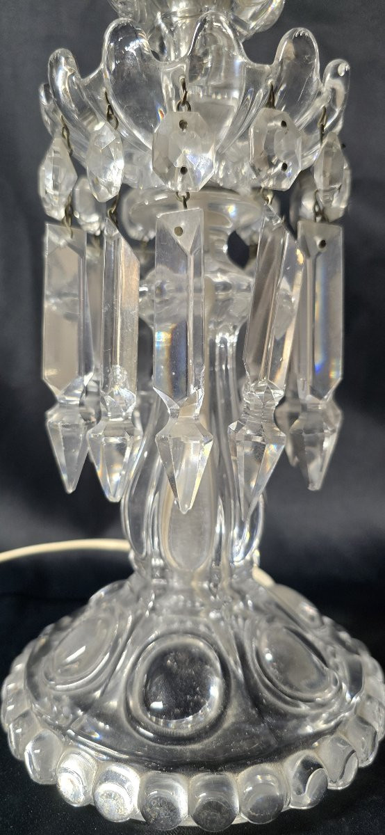 Lampe photophore électrique en cristal à pampilles Baccarat-photo-3