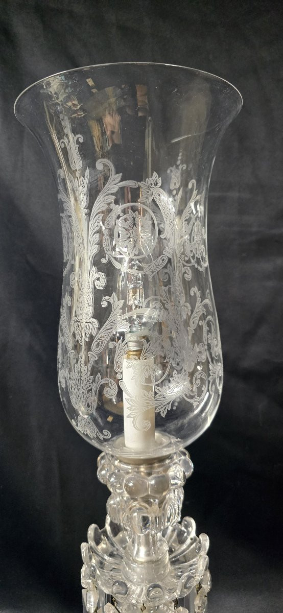 Lampe photophore électrique en cristal à pampilles Baccarat-photo-4