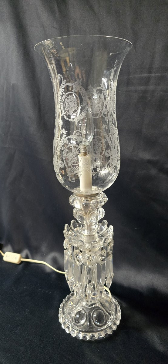 Lampe photophore électrique en cristal à pampilles Baccarat-photo-6