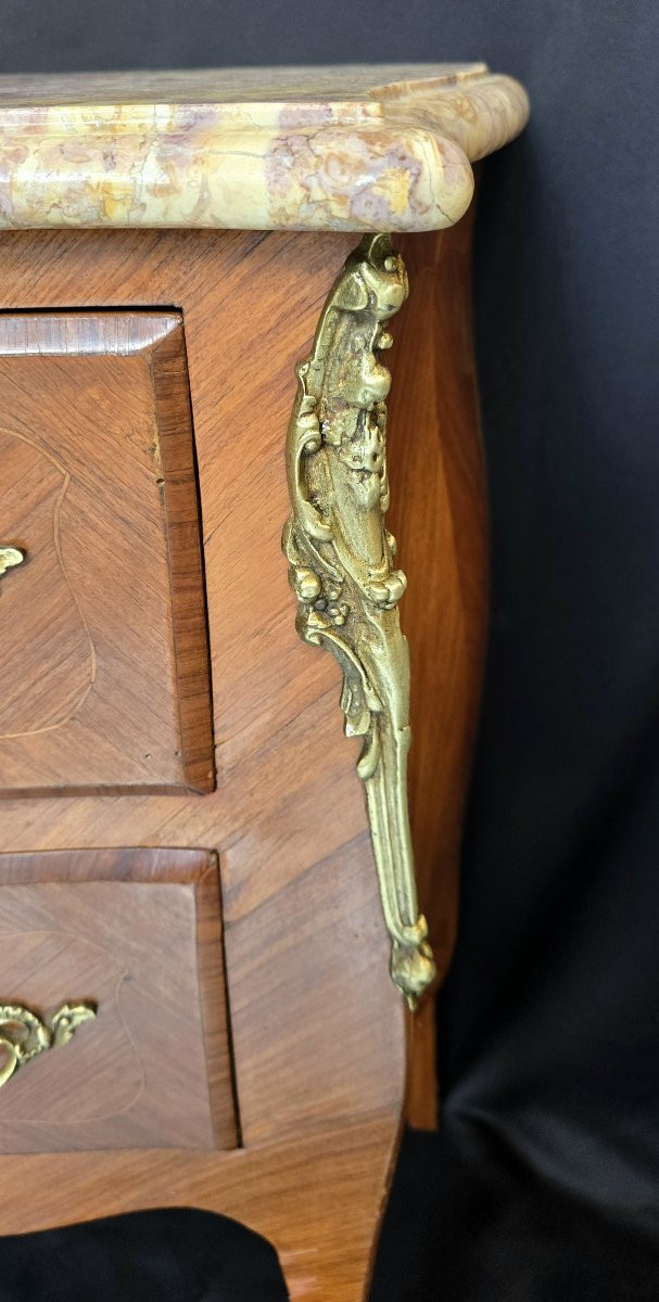 Curved Chest Of Drawers In Louis XV Style Rosewood Marquetry-photo-3