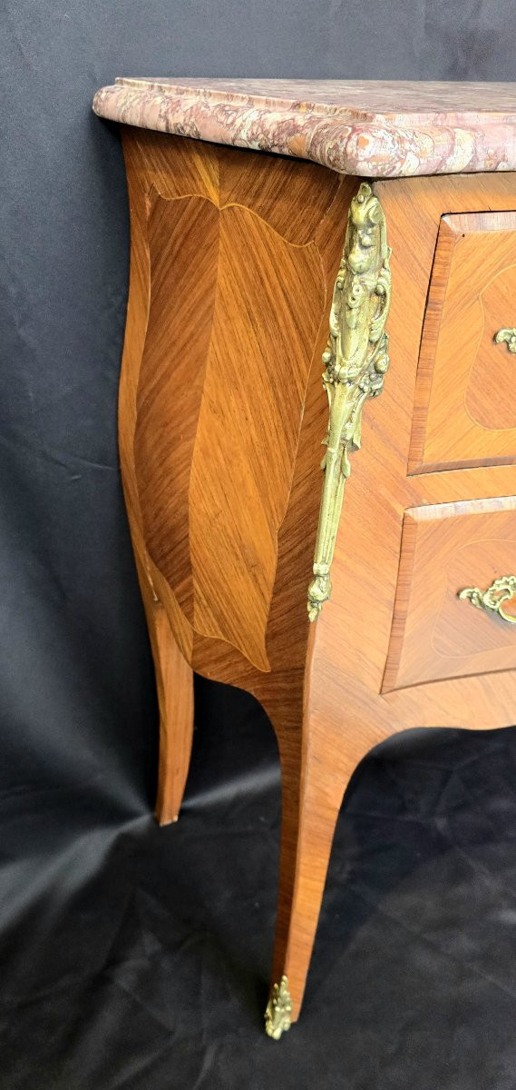 Curved Chest Of Drawers In Louis XV Style Rosewood Marquetry-photo-1