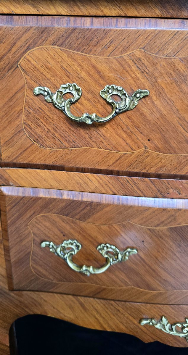 Curved Chest Of Drawers In Louis XV Style Rosewood Marquetry-photo-5