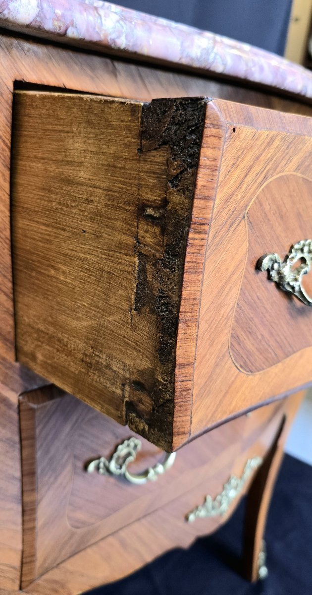 Curved Chest Of Drawers In Louis XV Style Rosewood Marquetry-photo-6