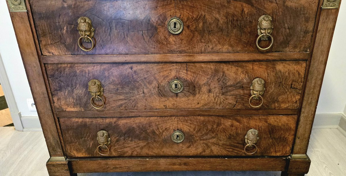 Empire Period Chest Of Drawers And Mirror-photo-1