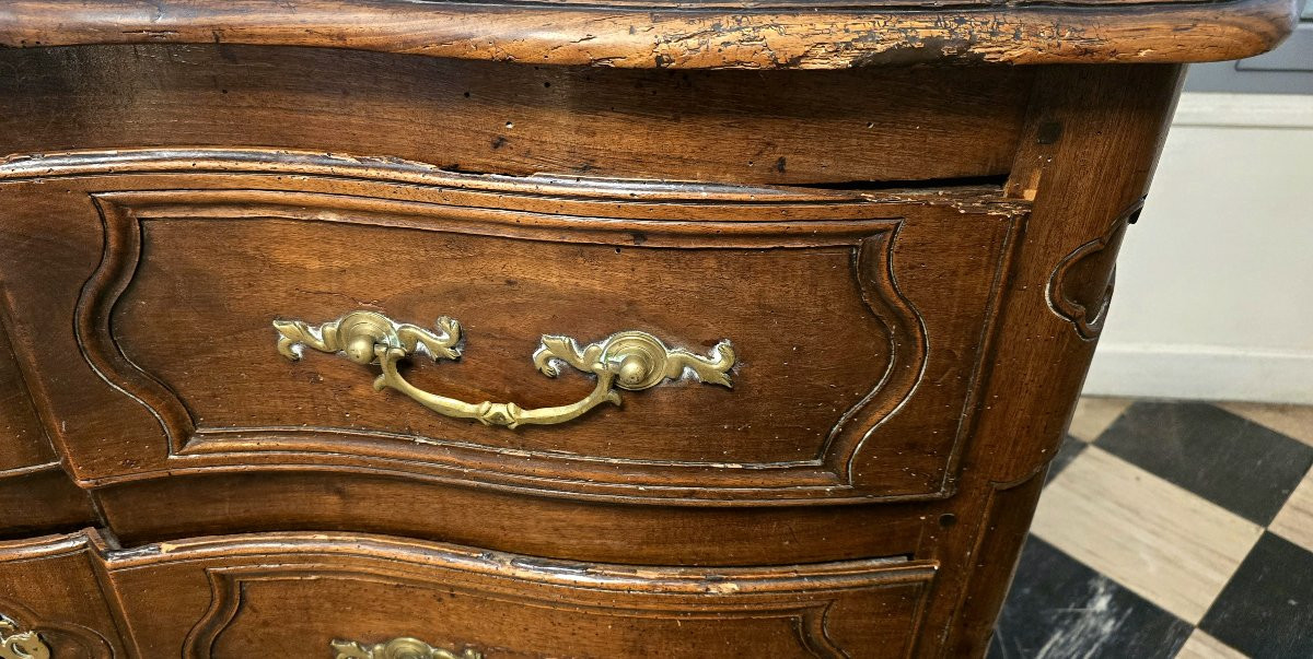 Commode arbalète en noyer massif, époque Louis XIV – début XVIIIᵉ siècle-photo-2