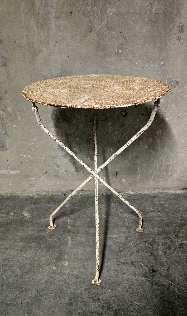 Table pliable - guéridon jardin / bistrot début XX