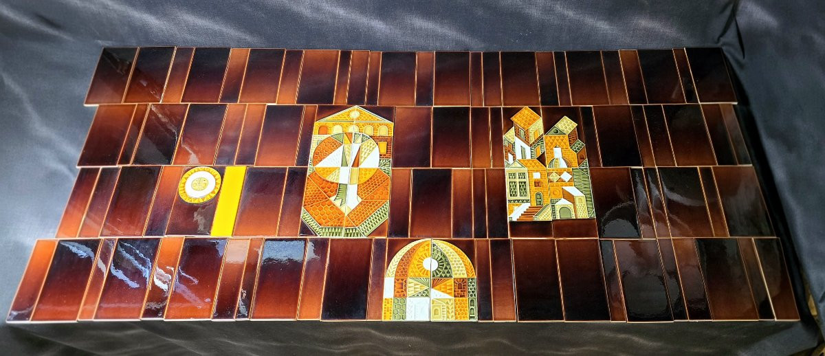 Roger Capron (1922 - 2006) - Ensemble de 112 carreaux en céramique émaillée - 1970-photo-2