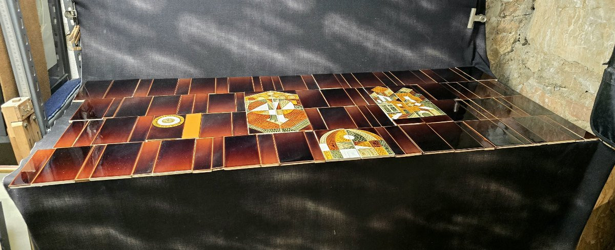 Roger Capron (1922 - 2006) - Ensemble de 112 carreaux en céramique émaillée - 1970-photo-4