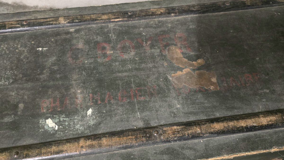 Malle ancienne en bois et métal – Style industriel / militaire-photo-3