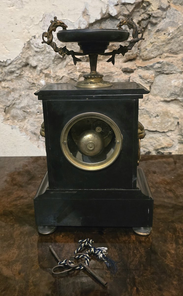 Napoleon III Clock In Black Marble And Bronze – 19th Century-photo-6