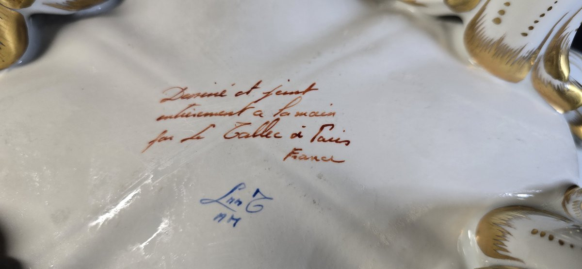 Le Tallec (paris) - Covered Tureen And Its Stand In Porcelain – Gilded Vegetal Decoration -photo-4