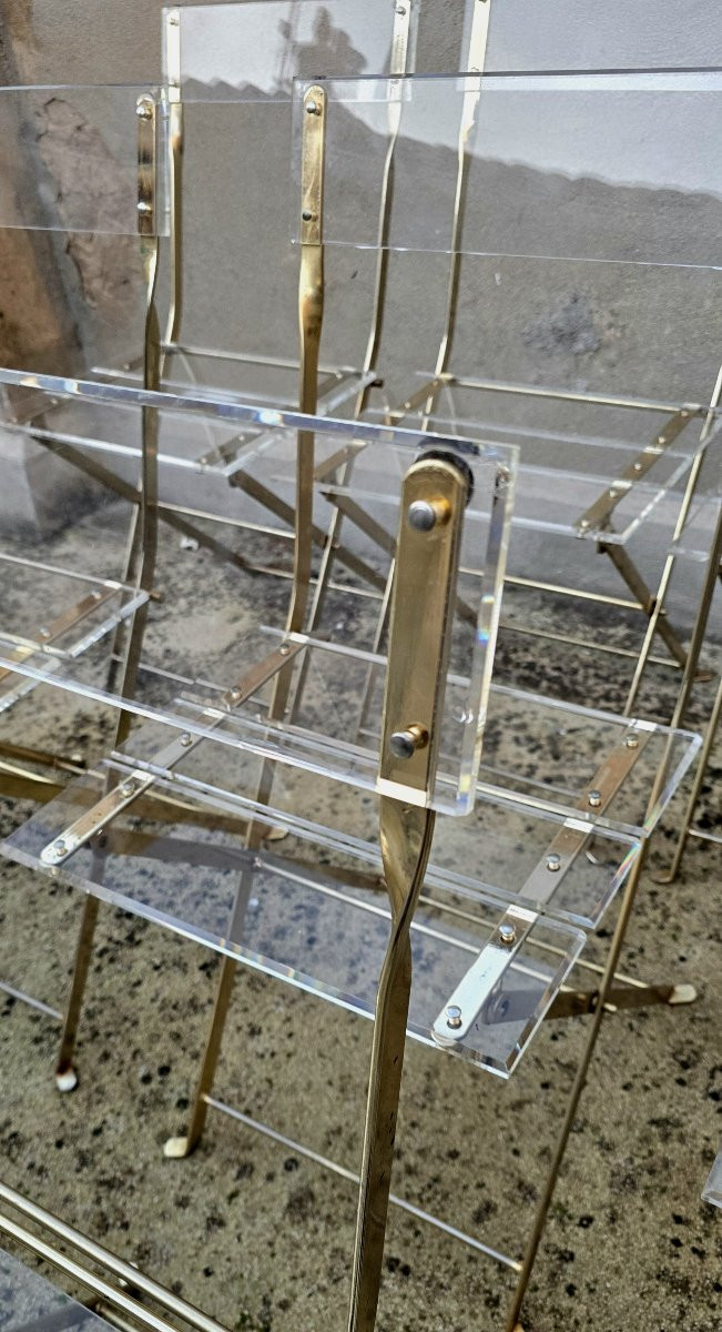 Yonel Lebovici (1937 - 1998) et Bernard Berthet suite de 8 chaises pliantes en plexiglas, 1970-photo-4