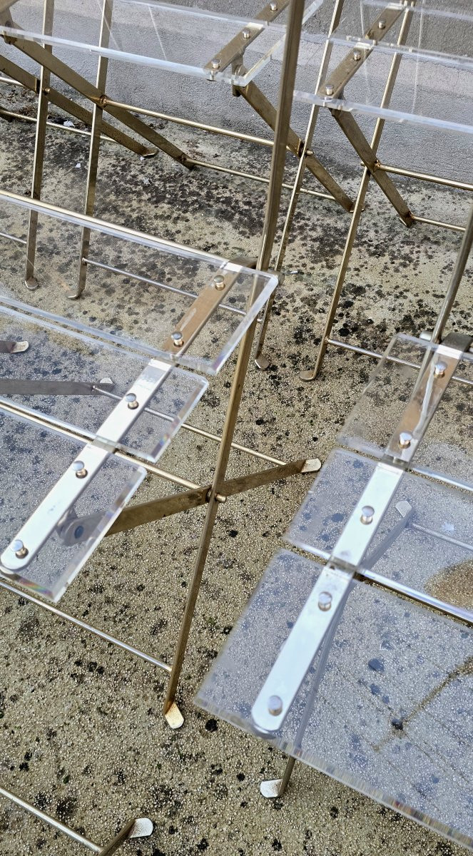 Yonel Lebovici (1937 - 1998) et Bernard Berthet suite de 8 chaises pliantes en plexiglas, 1970-photo-5