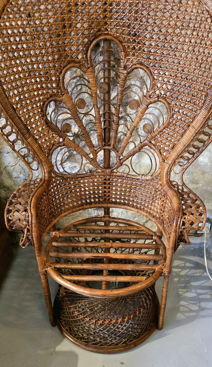 Fauteuil Emmanuelle en rotin tressé 1970-photo-3