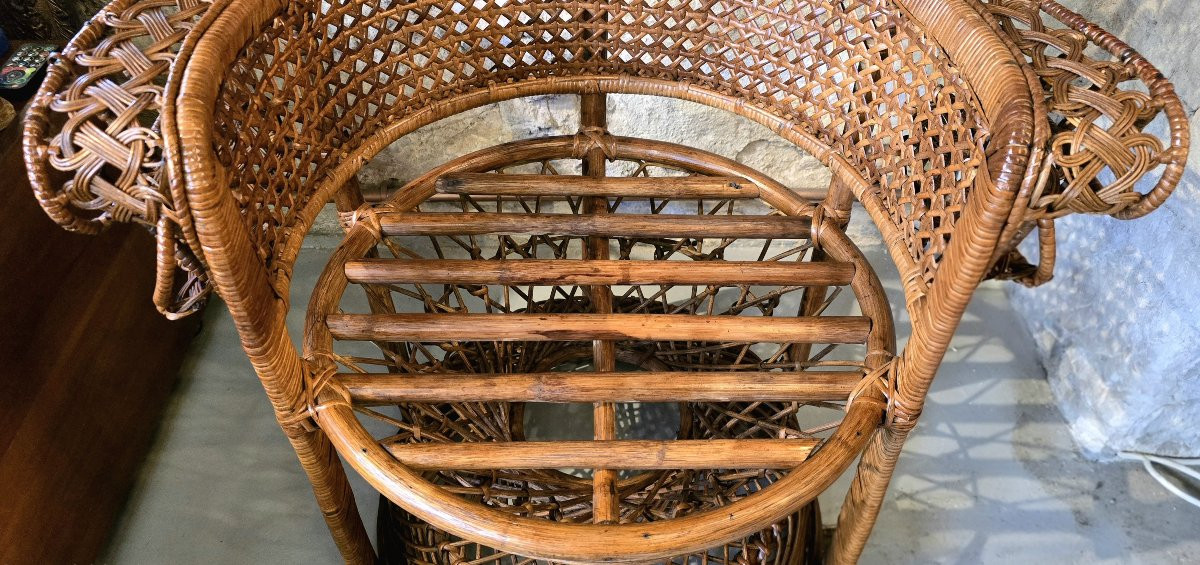 Fauteuil Emmanuelle en rotin tressé 1970-photo-7