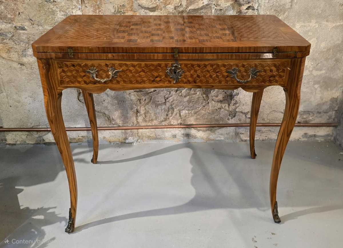 Louis XV Style Marquetry Games Table On A Rosewood Background, Circa 1900