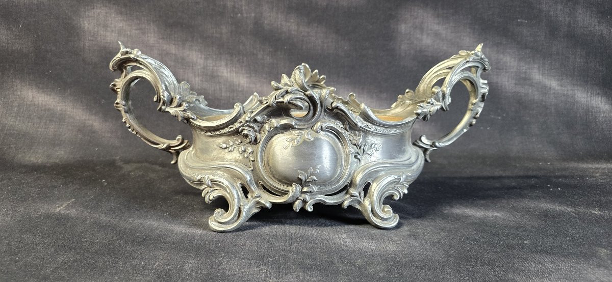 Louis XV Style Silver-plated Metal Jardinière, Early 20th Century Work-photo-2