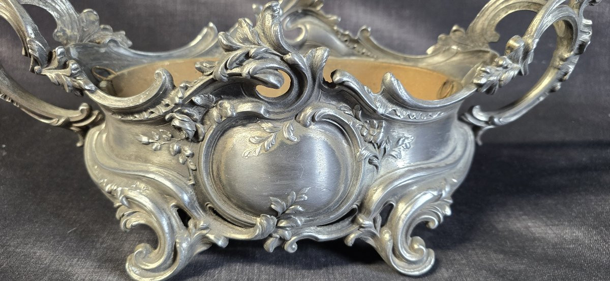 Louis XV Style Silver-plated Metal Jardinière, Early 20th Century Work-photo-4