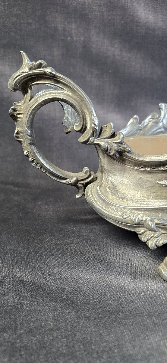 Louis XV Style Silver-plated Metal Jardinière, Early 20th Century Work-photo-3