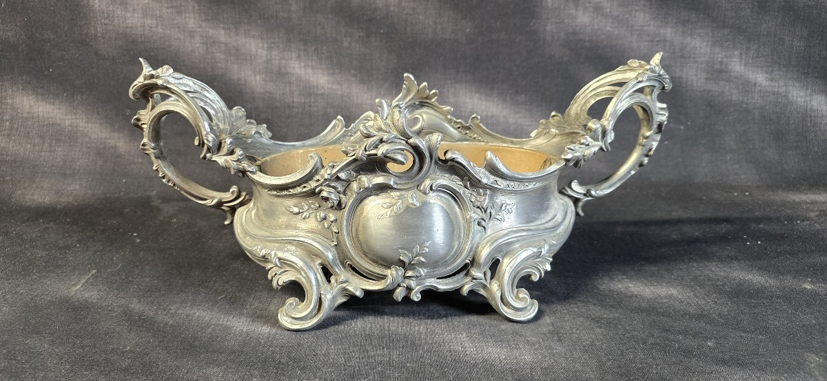 Louis XV Style Silver-plated Metal Jardinière, Early 20th Century Work