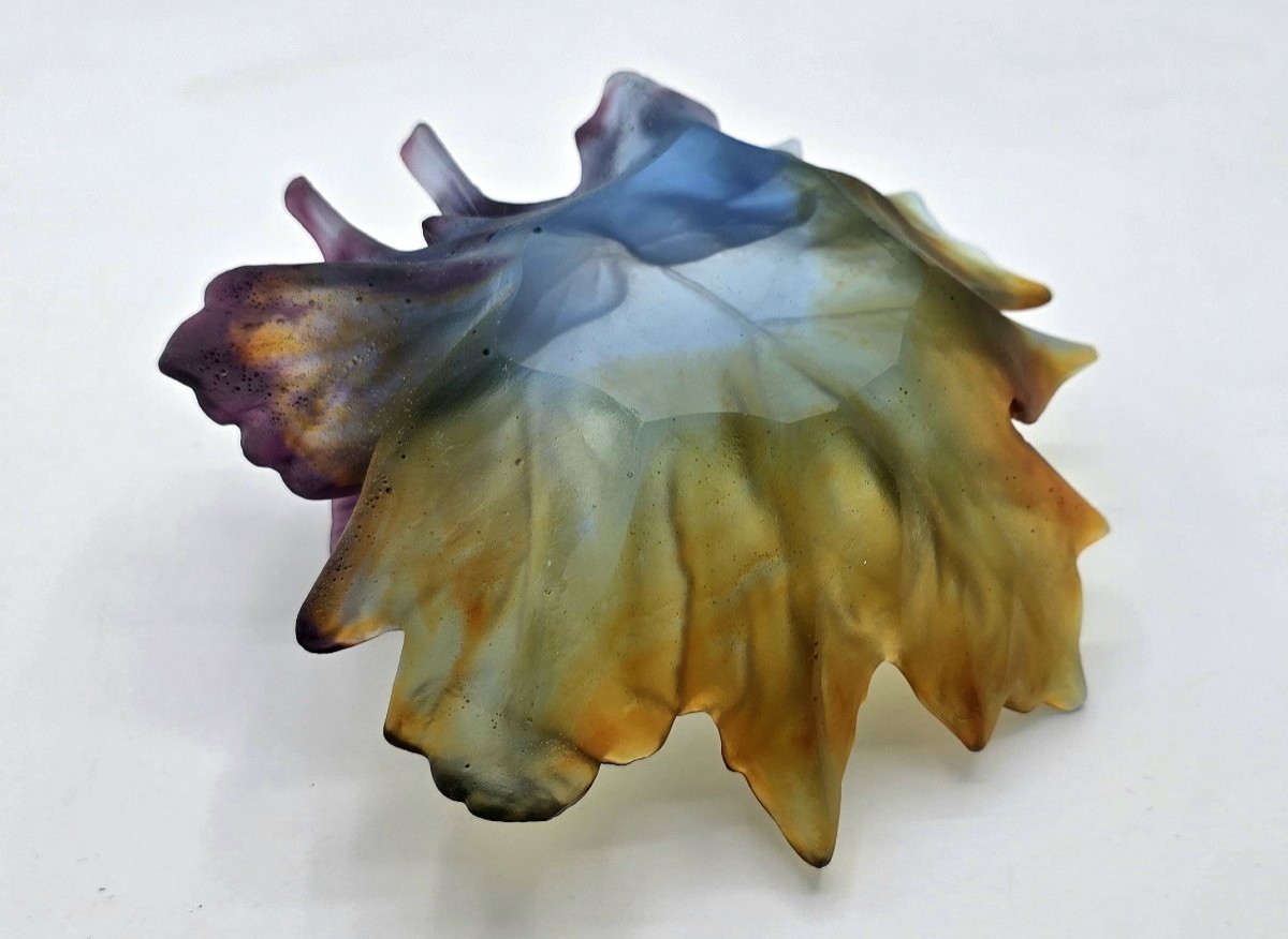 DAUM – Coupelle / Baguier « Papillon à la feuille de vigne » en pâte de verre, signé-photo-3