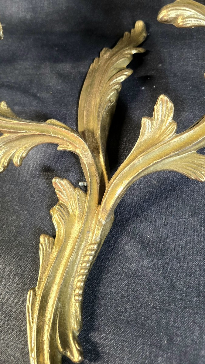 Set Of 4 Gilt Bronze Wall Sconces – Louis XV Style – 20th Century-photo-4