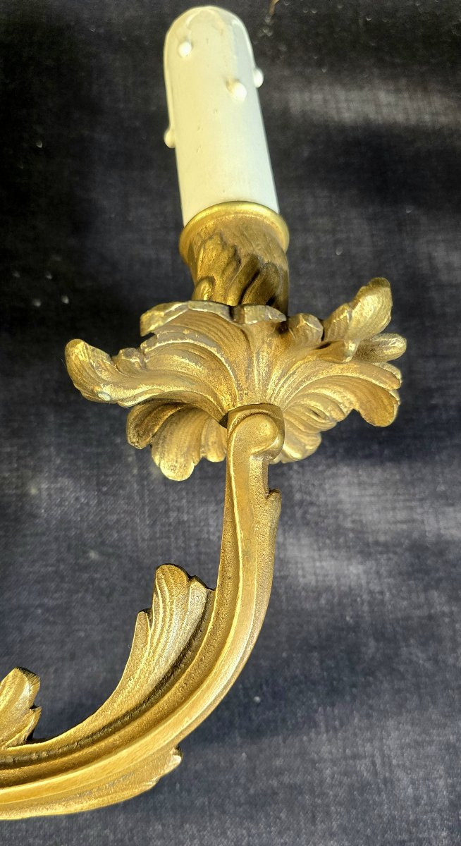 Pair Of Gilt Bronze Wall Sconces – Louis XV Style – 20th Century-photo-2