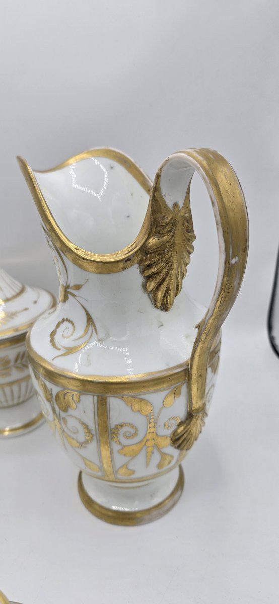 Antique White And Gold Porcelain Coffee Service – Empire Style – Early 19th Century-photo-2