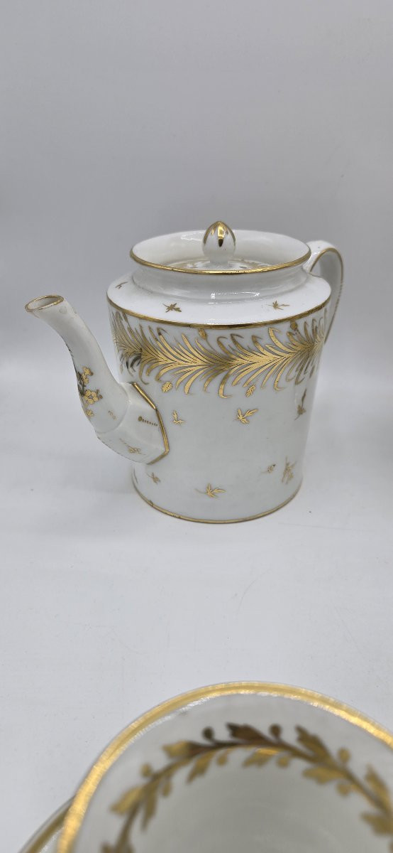 Antique White And Gold Porcelain Coffee Service – Empire Style – Early 19th Century-photo-3