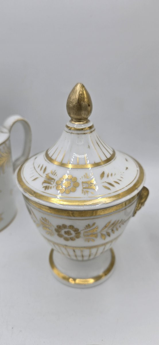 Antique White And Gold Porcelain Coffee Service – Empire Style – Early 19th Century-photo-4