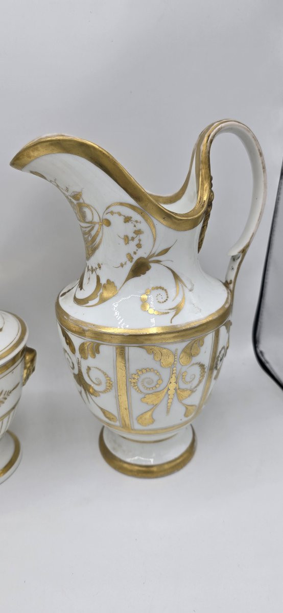 Antique White And Gold Porcelain Coffee Service – Empire Style – Early 19th Century-photo-4