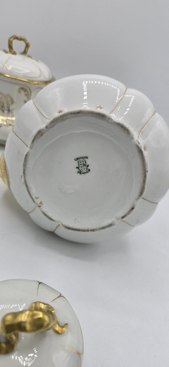 Antique Limoges Gilt Porcelain Dinner Service – Late 19th / Early 20th Century-photo-3