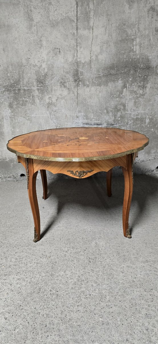 Marquetry Side Table – Louis XV Style-photo-2