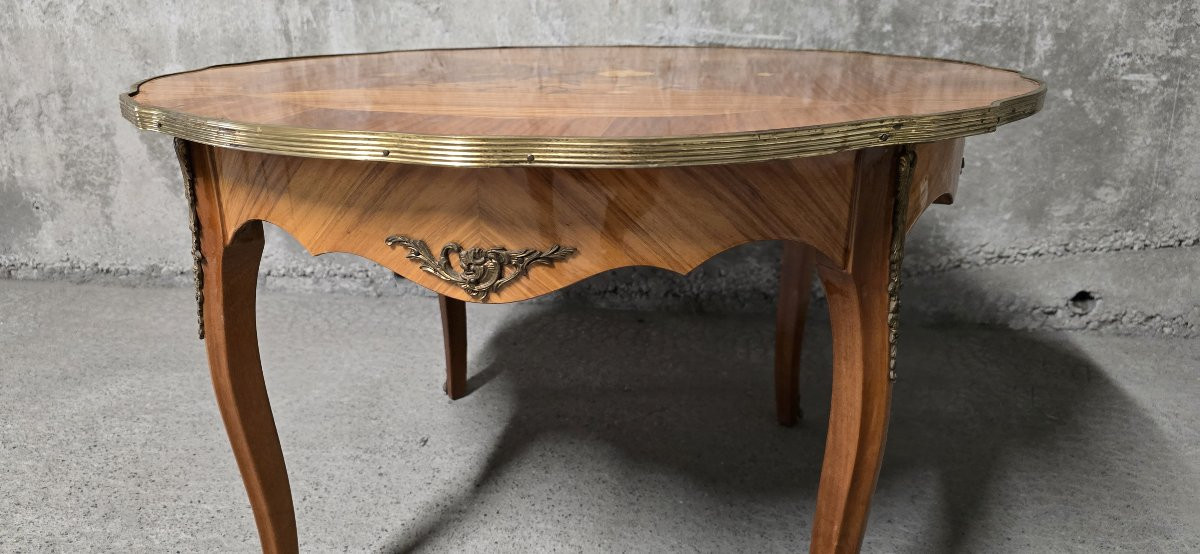 Marquetry Side Table – Louis XV Style-photo-1