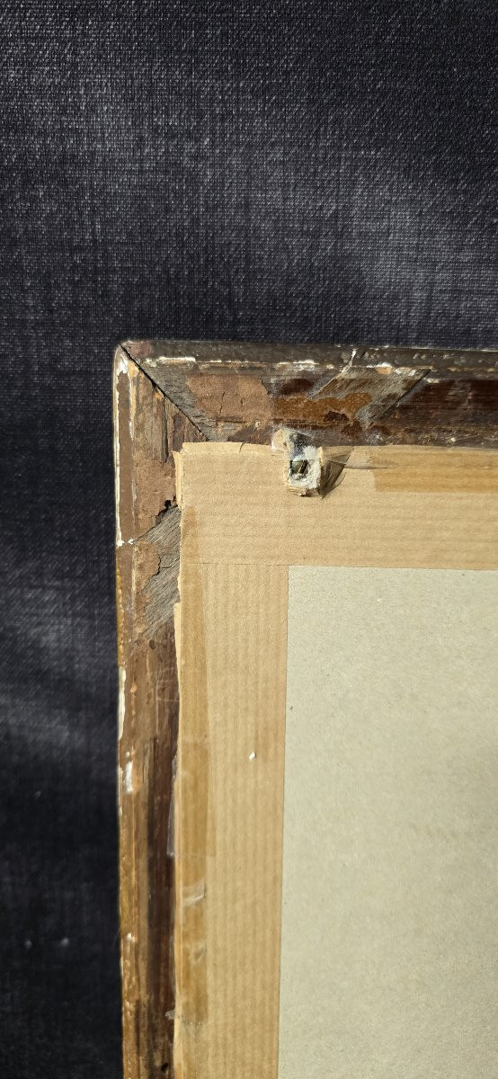 Paire de cadres en bois sculpté et doré, époque Louis XVI-photo-3