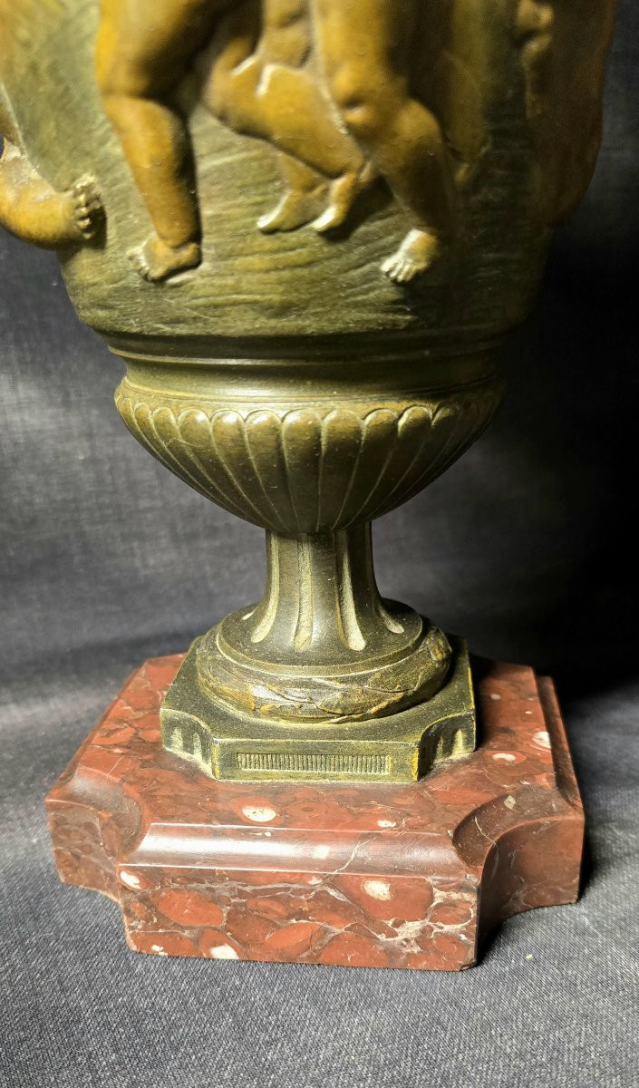 Pair Of Decorative Vases In Patinated Spelter – Neoclassical Style-photo-1