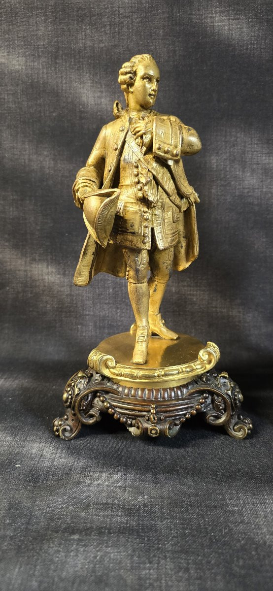 Paire de statuettes en régule doré – Personnages du XVIIIᵉ siècle-photo-2