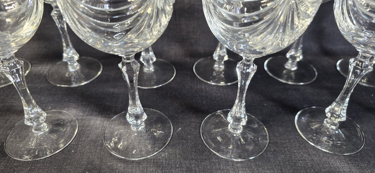 Lot de 12 verres à pied en cristal de Lorraine – hauteur 18 cm-photo-2
