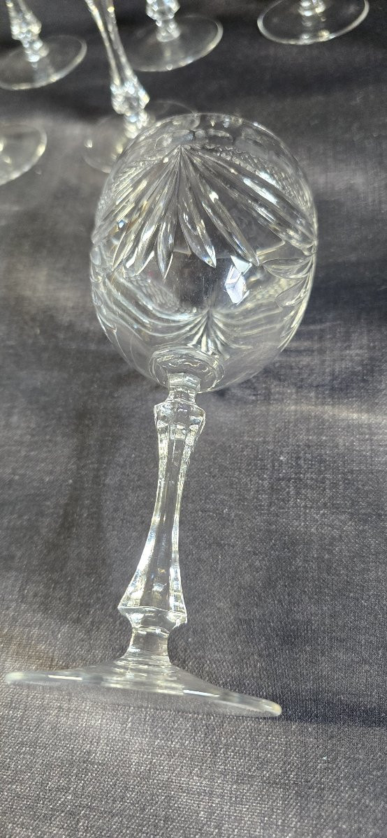 Lot de 12 verres à pied en cristal de Lorraine – hauteur 18 cm-photo-6