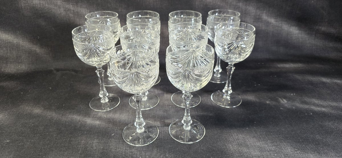 Set Of 10 Lorraine Crystal Stemmed Glasses – 17.5 Cm Tall-photo-3